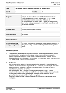 NZQA registered unit standard 3665 version 6  Page 1 of 4