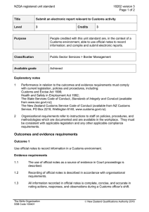 NZQA registered unit standard 18262 version 3  Page 1 of 2