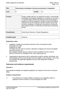 NZQA registered unit standard 18254 version 4  Page 1 of 4