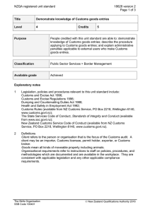 NZQA registered unit standard 18628 version 2  Page 1 of 3