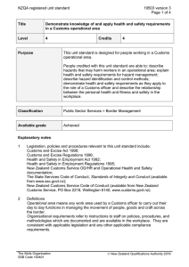 NZQA registered unit standard 19503 version 3  Page 1 of 4