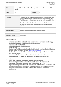 NZQA registered unit standard 18622 version 2  Page 1 of 3