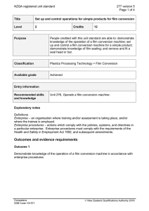 NZQA registered unit standard 277 version 5  Page 1 of 4