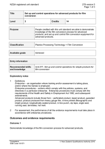 NZQA registered unit standard 278 version 5  Page 1 of 3