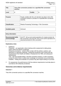 NZQA registered unit standard 27609 version 1  Page 1 of 3