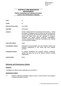 HORTICULTURE RESOURCES MANAGEMENT Define marketing and selling processes used in the horticulture industry