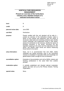 HORTICULTURE RESOURCES MANAGEMENT Present an overview of the horticulture