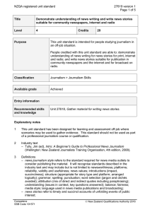 NZQA registered unit standard 27619 version 1  Page 1 of 5
