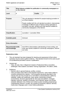 NZQA registered unit standard 27625 version 1  Page 1 of 4