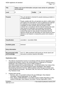 NZQA registered unit standard 27218 version 1  Page 1 of 7