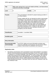 NZQA registered unit standard 27221 version 1  Page 1 of 8