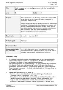 NZQA registered unit standard 27223 version 1  Page 1 of 5