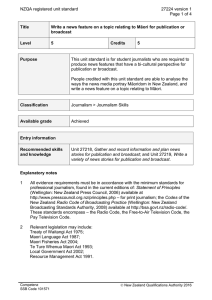 NZQA registered unit standard 27224 version 1  Page 1 of 4