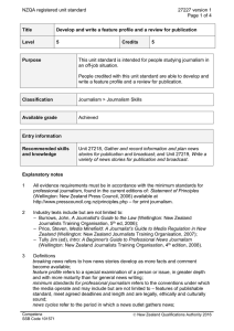 NZQA registered unit standard 27227 version 1  Page 1 of 4