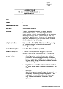 LOCKSMITHING Re-key commercial locksets to specifications