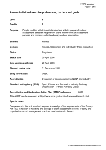 Assess individual exercise preferences, barriers and goals