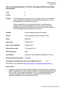 Set up and operate pumps in a food or beverage... environment