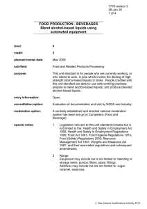 FOOD PRODUCTION - BEVERAGES Blend alcohol-based liquids using automated equipment