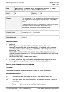 NZQA registered unit standard 28835 version 1  Page 1 of 3