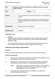 NZQA registered unit standard 28847 version 1  Page 1 of 2