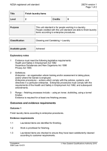 NZQA registered unit standard 28274 version 1  Page 1 of 2