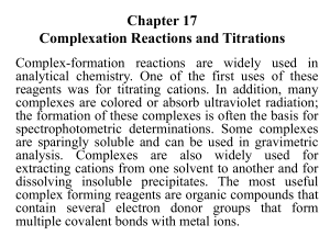Chapter 17 Complexation Reactions and Titrations