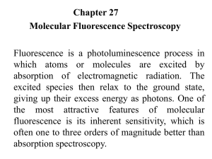 Chapter 27 Molecular Fluorescence Spectroscopy Fluorescence is a photoluminescence process in which