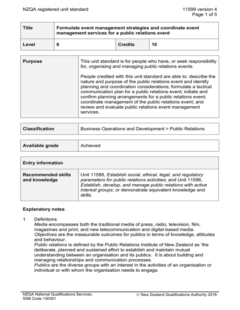 NZQA registered unit standard 11599 version 4 Page 1 of 5