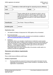 NZQA registered unit standard 27009 version 2  Page 1 of 5