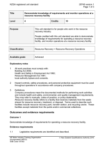 NZQA registered unit standard 28746 version 1  Page 1 of 3