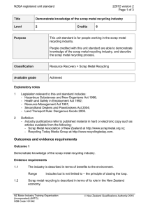 NZQA registered unit standard 22672 version 2  Page 1 of 3