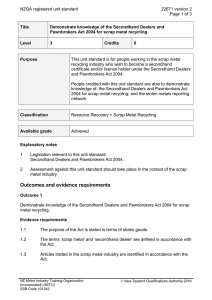 NZQA registered unit standard 22671 version 2  Page 1 of 3