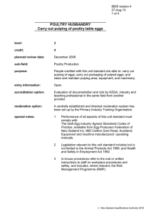 POULTRY HUSBANDRY Carry out pulping of poultry table eggs