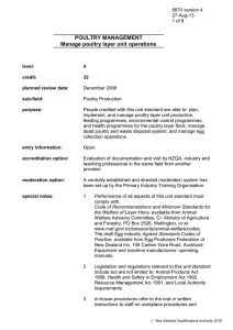 POULTRY MANAGEMENT Manage poultry layer unit operations