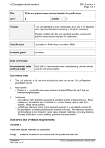 NZQA registered unit standard 27613 version 1  Page 1 of 3