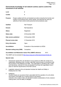 Demonstrate knowledge of rail network centres used to control the