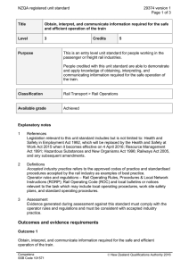 NZQA registered unit standard 29374 version 1  Page 1 of 3