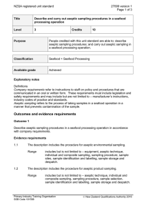 NZQA registered unit standard 27099 version 1  Page 1 of 3