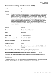 Demonstrate knowledge of seafood vessel stability