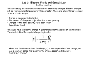 Lab 1:  Electric Fields and Gauss’s Law