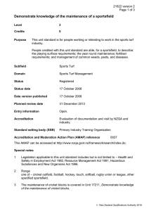 Demonstrate knowledge of the maintenance of a sportsfield