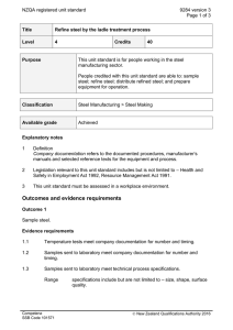 NZQA registered unit standard 9284 version 3  Page 1 of 3
