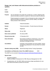 Design, test, and release radio telecommunications products or systems