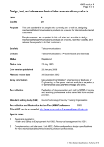 Design, test, and release mechanical telecommunications products