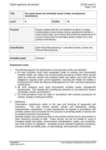 NZQA registered unit standard 23158 version 3  Page 1 of 4