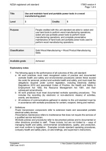 NZQA registered unit standard 17963 version 4  Page 1 of 4