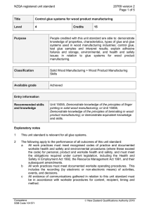 NZQA registered unit standard 20769 version 2  Page 1 of 5