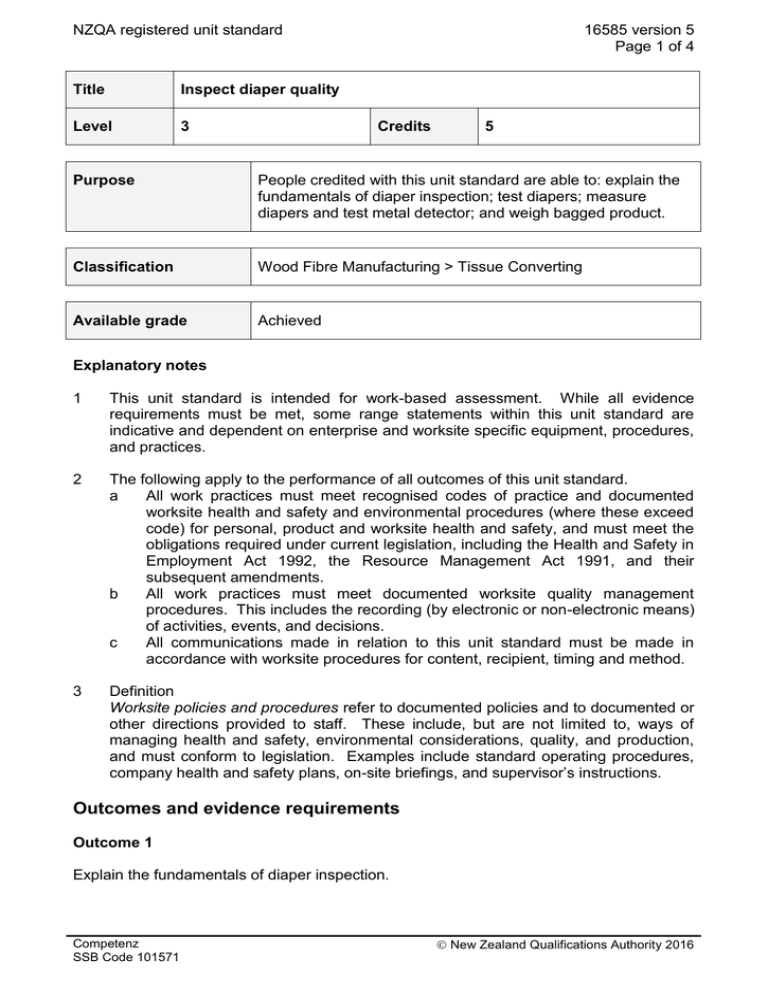 NZQA registered unit standard 16585 version 5 Page 1 of 4