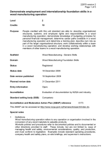 Demonstrate employment and interrelationship foundation skills in a wood manufacturing operation