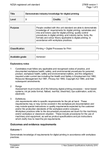 NZQA registered unit standard 27668 version 1  Page 1 of 5